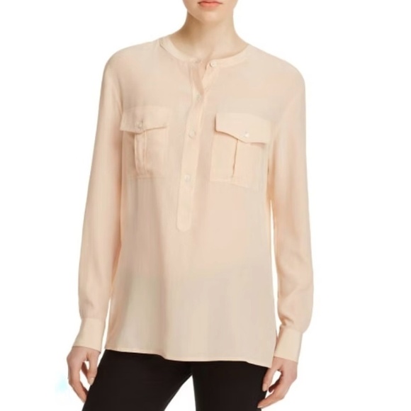 Theory Tops - NEW Theory Damaris Pearl Pink Silk Blouse, Size Medium